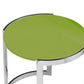 Niyo Set of 2 Nesting Side End Tables Round Green Solid Wood Tops Silver By Casagear Home BM313530