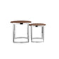 Niyo Set of 2 Nesting Side End Tables Round Brown Solid Wood Tops Silver By Casagear Home BM313531