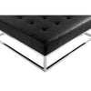 Ipp 40 Inch Ottoman Button Tufted Black Faux Leather Square Chrome Frame By Casagear Home BM313535