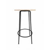 Neni 42 Inch Bar Table, Round Natural Brown Wood Top, Modern Black Metal By Casagear Home