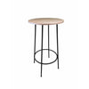 Neni 42 Inch Bar Table Round Natural Brown Wood Top Modern Black Metal By Casagear Home BM313537