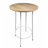 Neni 42 Inch Bar Table Round Natural Brown Wood Top Modern White Metal By Casagear Home BM313538