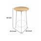 Neni 42 Inch Bar Table Round Natural Brown Wood Top Modern White Metal By Casagear Home BM313538