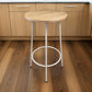 Neni 42 Inch Bar Table, Round Natural Brown Wood Top, Modern White Metal By Casagear Home