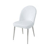 Era 24 Inch Set of 2 Dining Chairs Curved Back White Faux Leather Chrome By Casagear Home BM313541