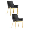 Fuma 23 Inch Dining Accent Chair Set of 2, Tufted, Black Faux Leather, Gold By Casagear Home