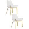 Fuma 23 Inch Dining Accent Chair Set of 2, Tufted, White Faux Leather, Gold By Casagear Home