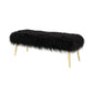 Ammy 45 Inch Bench Black Faux Fur Padded Seat Glam Gold Metal Finish By Casagear Home BM313547