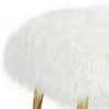 Ammy 45 Inch Bench White Faux Fur Padded Seat Glam Gold Metal Finish By Casagear Home BM313548