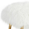 Ammy 45 Inch Bench White Faux Fur Padded Seat Glam Gold Metal Finish By Casagear Home BM313548