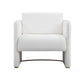 Usso 30 Inch Lounge Chair Diamond Quilt White Faux Leather Upholstery By Casagear Home BM313553