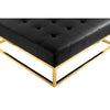 Ipp 40 Inch Ottoman Button Tufted Black Faux Leather Square Padded Gold By Casagear Home BM313554