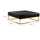 Ipp 40 Inch Ottoman Button Tufted Black Faux Leather Square Padded Gold By Casagear Home BM313554