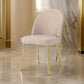 Era 24 Inch Dining Chair Set of 2, Curved Back, Beige Faux Leather, Gold By Casagear Home