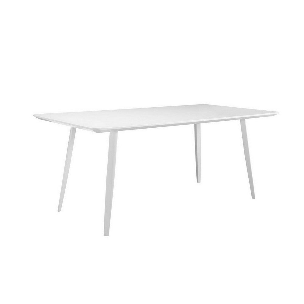 Hle 71 Inch Dining Table, 6 Seater Rectangular Tabletop, White Lacquer By Casagear Home