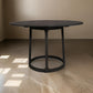 Hane 47 Inch Dining Table, Round Wood Tabletop, Sleek Black Metal Finish By Casagear Home