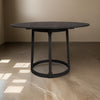 Hane 47 Inch Dining Table, Round Wood Tabletop, Sleek Black Metal Finish By Casagear Home