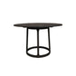 Hane 47 Inch Dining Table Round Wood Tabletop Sleek Black Metal Finish By Casagear Home BM313567