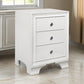 Folu 26 Inch Nightstand, USB Port, 3 Drawers with Chrome Knobs, White By Casagear Home