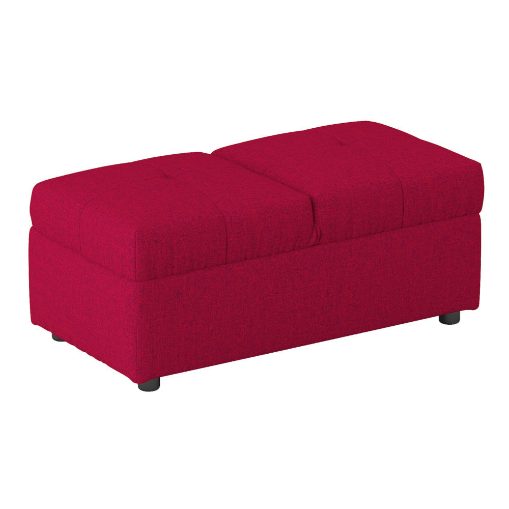 Caroline 41 Inch Storage Ottoman Chair Tufted Seat Adjustable Top Red By Casagear Home BM313573