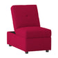 Caroline 41 Inch Storage Ottoman Chair Tufted Seat Adjustable Top Red By Casagear Home BM313573