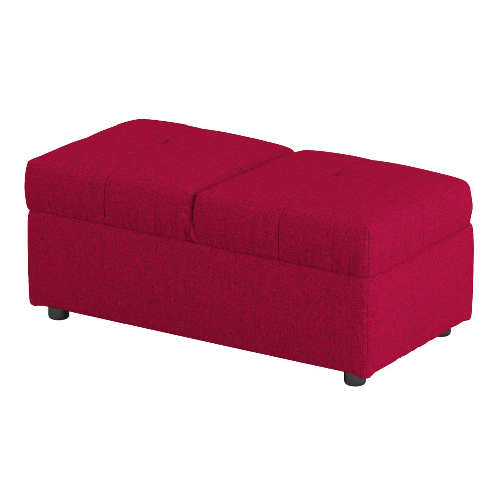 Caroline 41 Inch Storage Ottoman Chair Tufted Seat Adjustable Top Red By Casagear Home BM313573