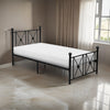 Leu Twin Platform Bed, X Panel Accents with Medallion Centers, Black Metal By Casagear Home