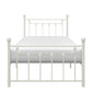 Leu Twin Platform Bed Open Slatted Frame with Ball Finials White Metal By Casagear Home BM313577