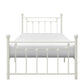 Leu Twin Platform Bed Open Slatted Frame with Ball Finials White Metal By Casagear Home BM313577