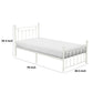 Leu Twin Platform Bed Open Slatted Frame with Ball Finials White Metal By Casagear Home BM313577