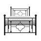 Ayu Twin Platform Bed Quatrefoil Pattern and Ball Finials Black Metal By Casagear Home BM313578