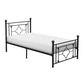 Ayu Twin Platform Bed, Quatrefoil Pattern and Ball Finials, Black Metal By Casagear Home