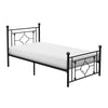 Ayu Twin Platform Bed, Quatrefoil Pattern and Ball Finials, Black Metal By Casagear Home