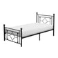 Ayu Twin Platform Bed Quatrefoil Pattern and Ball Finials Black Metal By Casagear Home BM313578