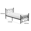 Ayu Twin Platform Bed Quatrefoil Pattern and Ball Finials Black Metal By Casagear Home BM313578