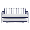 Ziva Daybed with Lift Up Trundle Navy Blue Metal Frame Folding Legs By Casagear Home BM313584