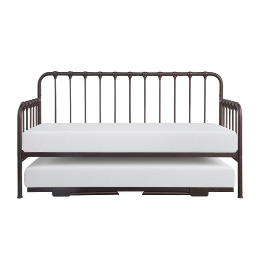 Ziva Daybed with Lift Up Trundle, Dark Bronze Metal Frame, Folding Legs By Casagear Home