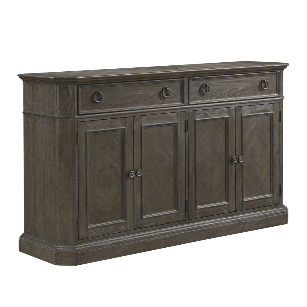 Koa 66 Inch Sideboard Server Console 2 Beveled Drawers Driftwood Brown By Casagear Home BM313586