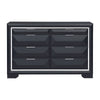 Rosy 60 Inch Dresser 8 Drawers Chrome Metal Accents Midnight Blue Wood By Casagear Home BM313589