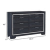 Rosy 60 Inch Dresser 8 Drawers Chrome Metal Accents Midnight Blue Wood By Casagear Home BM313589