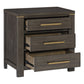 Carie 29 Inch Nightstand 3 Drawers Gold Accent Handles Brown Gray Wood By Casagear Home BM313590