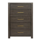 Carie 58 Inch Tall Dresser Chest 5 Drawers Gold Handles Brown Gray Wood By Casagear Home BM313592