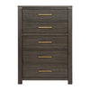 Carie 58 Inch Tall Dresser Chest 5 Drawers Gold Handles Brown Gray Wood By Casagear Home BM313592