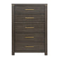 Carie 58 Inch Tall Dresser Chest 5 Drawers Gold Handles Brown Gray Wood By Casagear Home BM313592