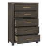 Carie 58 Inch Tall Dresser Chest 5 Drawers Gold Handles Brown Gray Wood By Casagear Home BM313592