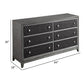 Stacy 64 Inch Dresser 6 Faux Leather Upholstered Drawers Gray Wood By Casagear Home BM313594