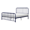 Ethan Queen Size Bed Classic Open Slatted Metal Frame Design Blue By Casagear Home BM313596