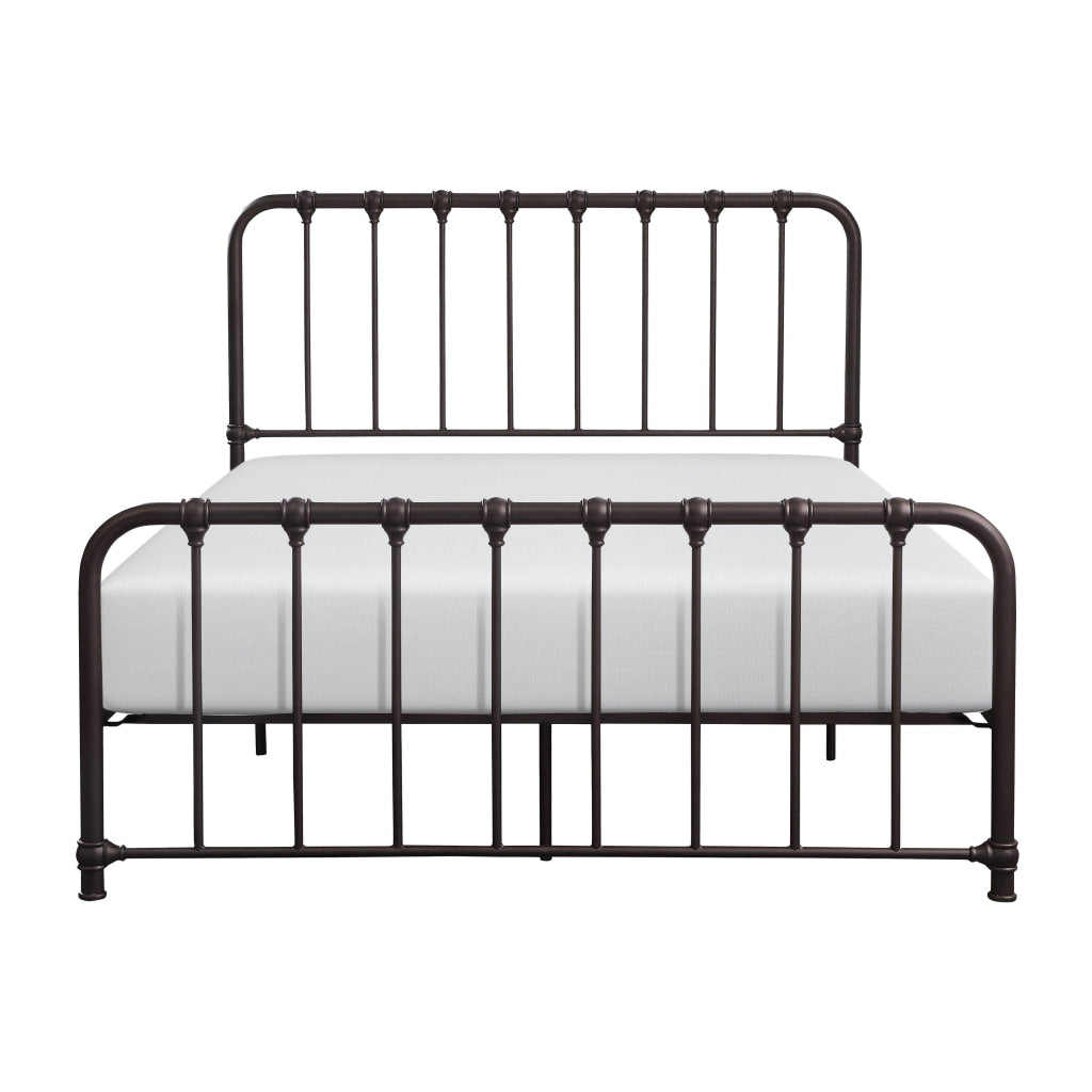 Ethan Queen Size Bed Classic Open Slatted Metal Frame Design Dark Bronze By Casagear Home BM313597