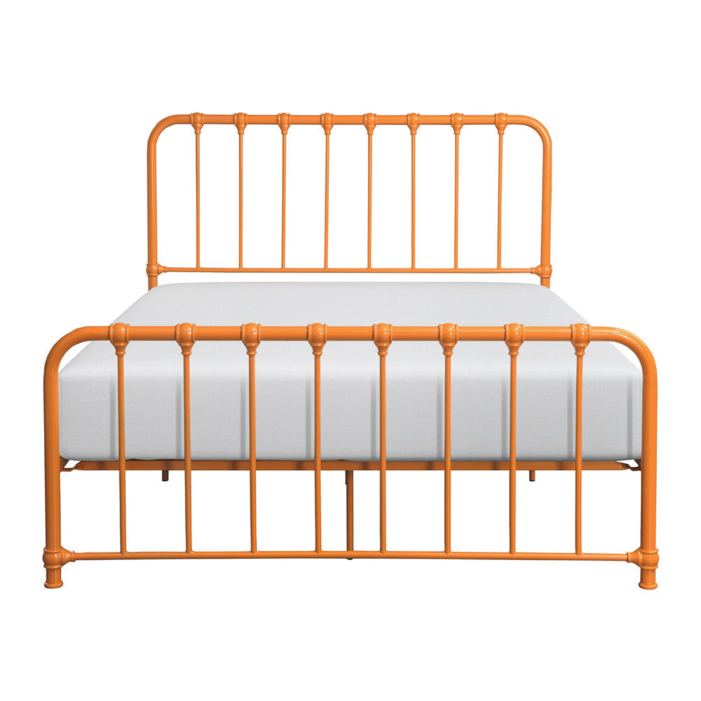 Ethan Queen Size Bed Classic Open Slatted Metal Frame Design Orange By Casagear Home BM313598