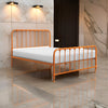 Ethan Queen Size Bed, Classic Open Slatted Metal Frame Design, Orange By Casagear Home